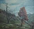 Krajina se stromy (olej na plátně) před 1941
