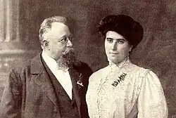 Hrabě a druhá žena Josefa, rozená Horová při svatbě 12. května 1908 v Praze