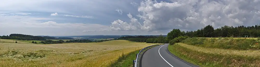 Výhled na Konici, Konicko a Drahanskou vrchovinu od březského hřiště