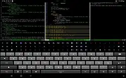Obrázek zobrazuje terminál ve kterém je spuštěn editor Vim, v němž je editován Python program.