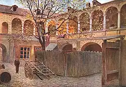 Václav Jansa – Dlouhá třída, U zlateho stromu. Nádvoří domu U zlatého stromu