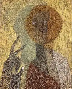 Felmutató ikonos önarckép, 1936