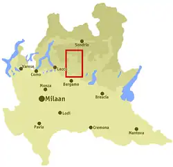 Umístění údolí Val Brembana