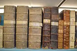 Valdštejnská knihovna - hřbety knih