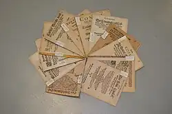 Ukázka počátku signatury A 75, která obsahuje zejména tzv. letáky z třicetileté války, z fondu Knihovna Valdštejnská (torzo) v Knihovně Národního archivu.