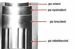 Povrch součásti po válečkování