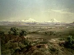 Malba Mexického údolí od mexického malíře José María Velasca