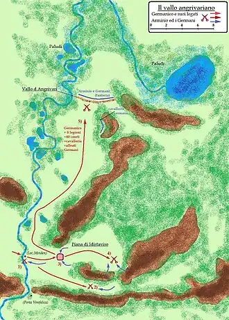 mapa území u Angrivarianské zdi