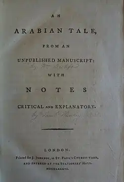 Titulní strana prvního anglického vydáni z roku 1786