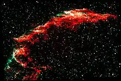 Podrobný pohled na východní část Řasové mlhoviny (NGC 6992)