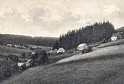 Vesnice Venkov (Wenkau) v Krušných horách na počátku 20. století
