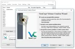 Obrázek grafického uživatelského rozhraní VeraCryptu ve verzi 1.17