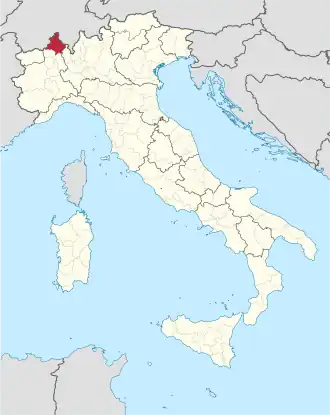 Provincie Verbano-Cusio-Ossola na mapě Itálie
