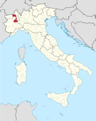 Provincie Vercelli na mapě Itálie