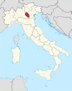 Provincie Verona na mapě Itálie
