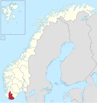 Vest-Agder na mapě Norska