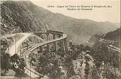Viadukt pro tramvaj mezi Mentonem a Sospel (Alpes-Maritimes, Francie)