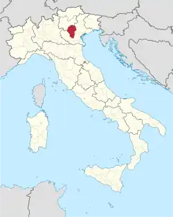 Provincie Vicenza na mapě Itálie