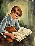 Malý čtenář, (olej na plátně)