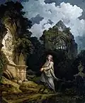 Philip James de Loutherbourg: Visitor to a moonlit churchyard
