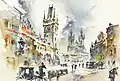 Staroměstské náměstí, Praha 2002, Aquarel