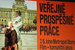 Vladimír Turner na uvedení filmu Veřejně prospěšné práce