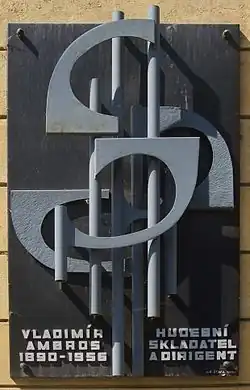Pamětní deska Vl. Ambrose v Prostějově