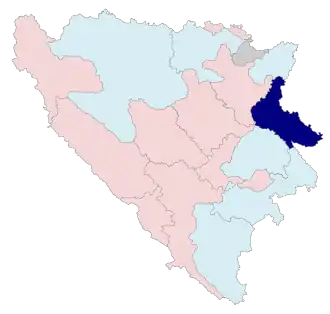 Poloha regionu na mapě Bosny a Hercegoviny