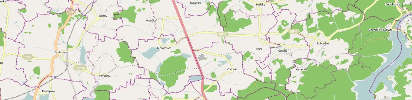 Mapa vlečky (vyznačena tečkovaně)