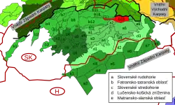 Hornádska kotlina v rámci Karpat, vyznačena červeně