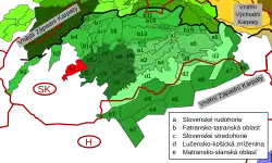 Vnitřní Západní Karpaty, Tribeč vyznačen červeným polem
