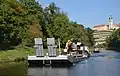 Lodě na kanálu před Mělníkem