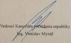 Vratislav Mynář, podpis