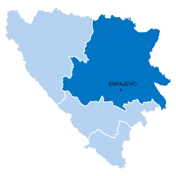 Arcidiecéze Horní Bosna (Sarajevo) na mapě