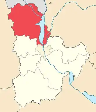 Poloha rajónu v Kyjevské oblasti