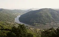 Výhled na Portu Bohemicu z vrchu Vysoký Ostrý