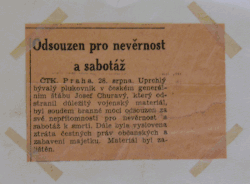 Zpráva ČTK ze dne 28. srpna 1940 o Josefu Churavém
