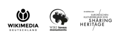 Logos of the European Year of Cultural Heritage (2018) , Wiki Loves Monument and Wikimedia