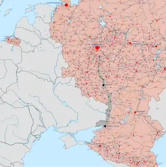 Území kontrolované Wagnerovou skupinou před koncem vzpoury