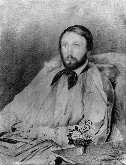 Henrik Wergeland na smrtelné posteli, 1844, kresba