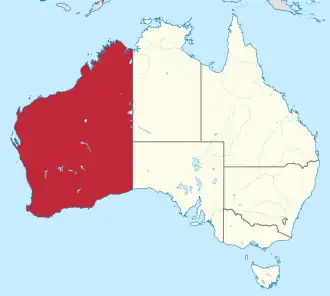 Poloha Západní Austrálie na mapě Austrálie