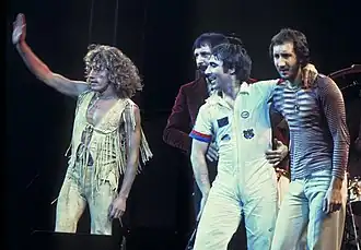 The Who v roce 1975, zleva: Roger Daltrey (zpěv), John Entwistle (basa), Keith Moon (bicí) a Pete Townshend (kytara).