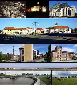 Galerie: Foto zničeného centra města z 1. září 1939, hradby s Krakovskou bránou, Kolegiátní kostel Božího Těla, náměstí Legií, cukrovar „Wieluń“, I. střední škola T. Kosciuszka, bývalý „americký“ mlýn.