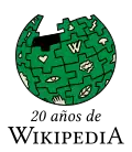 Výroční logo při příležitosti 20. výročí založení španělské Wikipedie