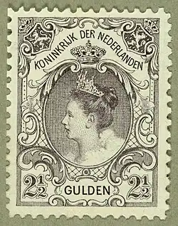 Poštovní známka s portrétem královny Wilhelminy