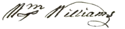William Williams, podpis