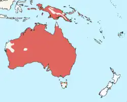 Areál rozšíření pávíků černobílých