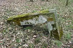 Kamenné ostění domovních dveří ze zaniklé vsi Hora, umístěné v Lapidáriu zaniklých obcí Doupovských hor ve Vintířově