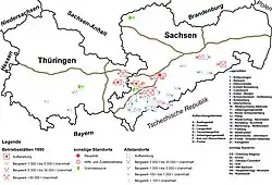 Místa, spojená s těžbou uranu v německých spolkových zemích Sasko a Durynsko