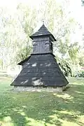 Wood bell tower in Petrovice, Humpolec, Pelhřimov District.jpg